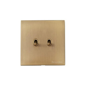 Windsor Range Antique Brass Switches & Sockets, WN91 - 2 Gang Stockholm Toggle by Heritage Brass By M-Marcus