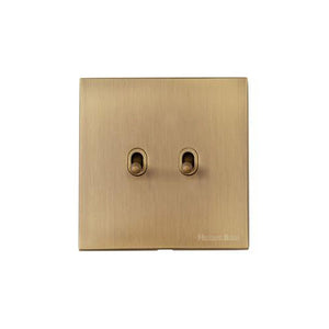Windsor Range Antique Brass Switches & Sockets, WN91 - 2 Gang Stockholm Toggle by Heritage Brass By M-Marcus