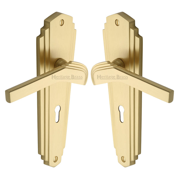 Waldorf Door Handle on Plate by M Marcus - Heritage Brass