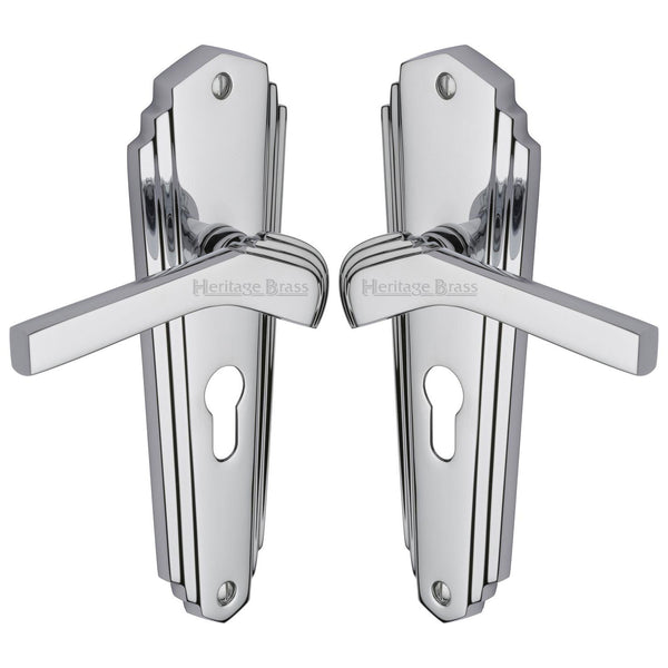 Waldorf Door Handle on Plate by M Marcus - Heritage Brass