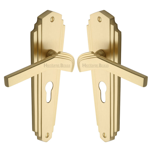 Waldorf Door Handle on Plate by M Marcus - Heritage Brass