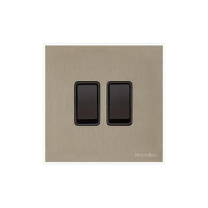Windsor Range Aged Pewter Switches & Sockets, WAP - 2 Gang Rocker Switch by Heritage Brass By M-Marcus