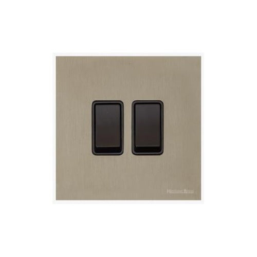 Windsor Range Aged Pewter Switches & Sockets, WAP - 2 Gang Rocker Switch by Heritage Brass By M-Marcus