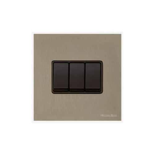 Windsor Range Aged Pewter Switches & Sockets, WAP - 3 Gang Rocker Switch by Heritage Brass By M-Marcus