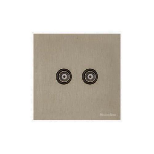 Windsor Range Aged Pewter Switches & Sockets, WAP - 2 Gang TV Coaxial Socket by Heritage Brass By M-Marcus