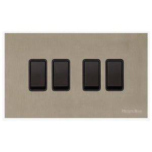 Windsor Range Aged Pewter Switches & Sockets, WAP - 4 Gang Rocker Switch by Heritage Brass By M-Marcus