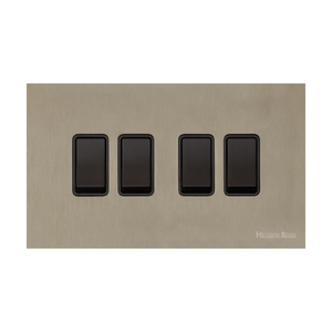 Windsor Range Aged Pewter Switches & Sockets, WAP - 4 Gang Rocker Switch by Heritage Brass By M-Marcus