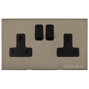Windsor Range Aged Pewter Switches & Sockets, WAP - Double Socket (13 Amp) by Heritage Brass By M-Marcus