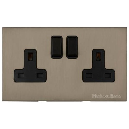 Windsor Range Aged Pewter Switches & Sockets, WAP - Double Socket (13 Amp) by Heritage Brass By M-Marcus