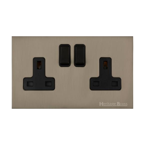 Windsor Range Aged Pewter Switches & Sockets, WAP - Double Socket (13 Amp) by Heritage Brass By M-Marcus