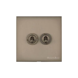Windsor Range Aged Pewter Switches & Sockets, WAP - 2 Gang Toggle Switch by Heritage Brass By M-Marcus