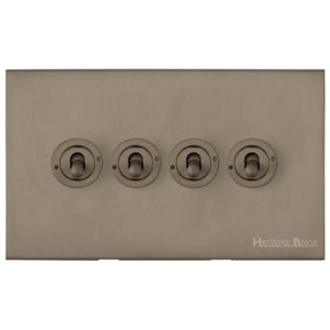 Windsor Range Aged Pewter Switches & Sockets, WAP - 4 Gang Toggle Switch by Heritage Brass By M-Marcus