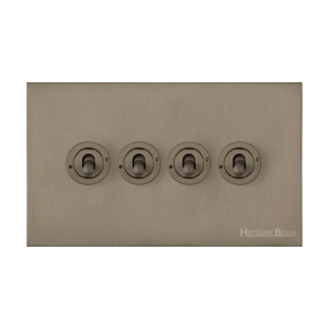 Windsor Range Aged Pewter Switches & Sockets, WAP - 4 Gang Toggle Switch by Heritage Brass By M-Marcus
