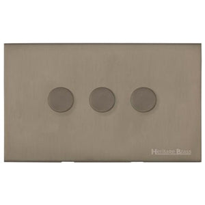 Windsor Range Aged Pewter Switches & Sockets, WAP - 3 Gang Dimmer 250 watts (Compatible with halogen/ incandescent bulbs) by Heritage Brass By M-Marcus
