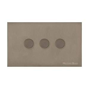 Windsor Range Aged Pewter Switches & Sockets, WAP - 3 Gang TED Dimmer (Compatible with LED Lamps) by Heritage Brass By M-Marcus