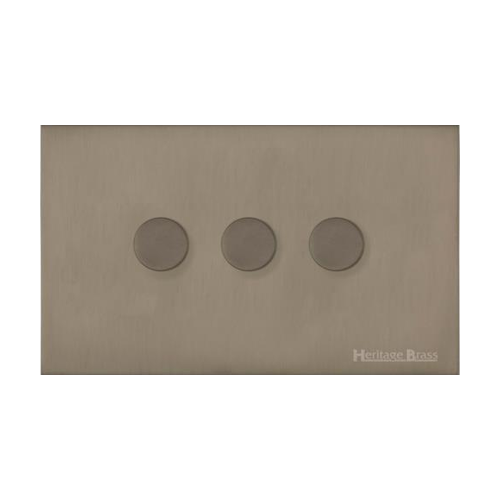 Windsor Range Aged Pewter Switches & Sockets, WAP - 3 Gang TED Dimmer (Compatible with LED Lamps) by Heritage Brass By M-Marcus