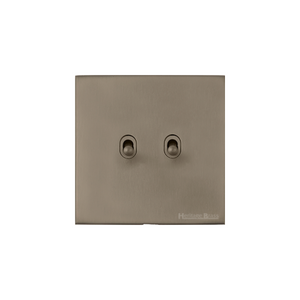 Windsor Range Aged Pewter Switches & Sockets, WAP - 2 Gang Stockholm Toggle by Heritage Brass By M-Marcus