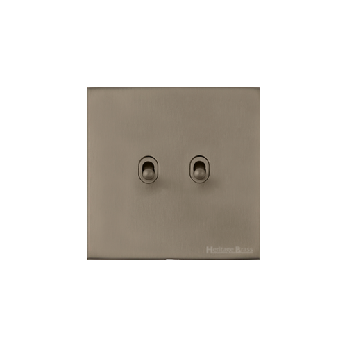 Windsor Range Aged Pewter Switches & Sockets, WAP - 2 Gang Stockholm Toggle by Heritage Brass By M-Marcus