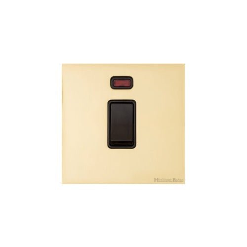 Windsor Range Polished Brass Switches & Sockets, WN1 - 20A Double Pole Switch with Neon by Heritage Brass By M-Marcus
