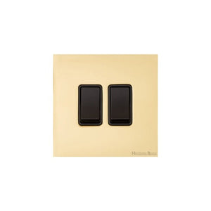 Windsor Range Polished Brass Switches & Sockets, WN1 - 2 Gang Rocker Switch by Heritage Brass By M-Marcus