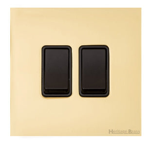 Windsor Range Polished Brass Switches & Sockets, WN1 - 2 Gang Rocker Switch by Heritage Brass By M-Marcus