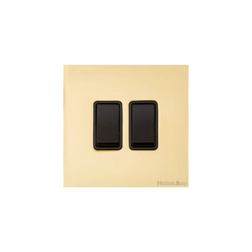 Windsor Range Polished Brass Switches & Sockets, WN1 - 2 Gang Rocker Switch by Heritage Brass By M-Marcus