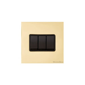 Windsor Range Polished Brass Switches & Sockets, WN1 - 3 Gang Rocker Switch by Heritage Brass By M-Marcus
