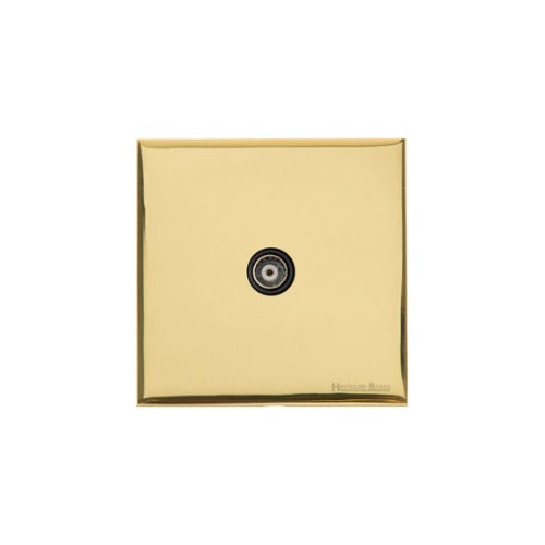 Windsor Range Polished Brass Switches & Sockets, WN1 - 1 Gang Non-Isolated TV Coaxial Socket by Heritage Brass By M-Marcus