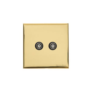 Windsor Range Polished Brass Switches & Sockets, WN1 - 2 Gang TV Coaxial Socket by Heritage Brass By M-Marcus
