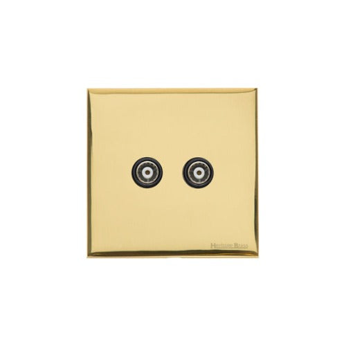 Windsor Range Polished Brass Switches & Sockets, WN1 - 2 Gang TV Coaxial Socket by Heritage Brass By M-Marcus