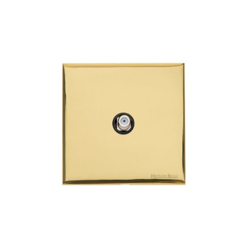 Windsor Range Polished Brass Switches & Sockets, WN1 - 1 Gang Satellite Socket by Heritage Brass By M-Marcus