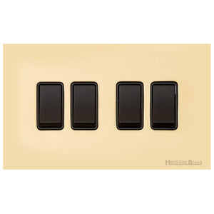 Windsor Range Polished Brass Switches & Sockets, WN1 - 4 Gang Rocker Switch by Heritage Brass By M-Marcus