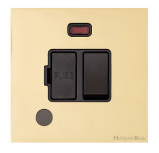 Windsor Range Polished Brass Switches & Sockets, WN1 - Switched Spur with Neon + Cord (13 Amp) by Heritage Brass By M-Marcus