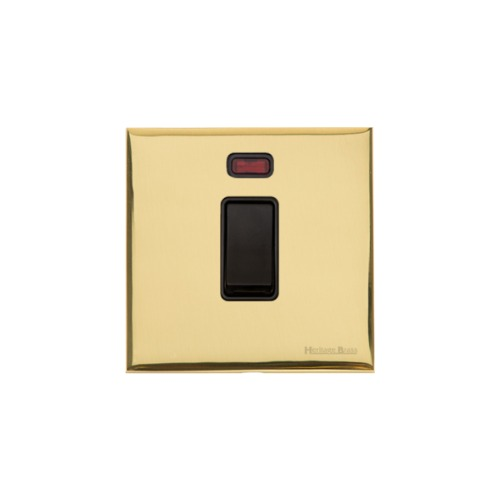 Windsor Range Polished Brass Switches & Sockets, WN1 - 45A DP Cooker Switch with Neon (single plate) by Heritage Brass By M-Marcus