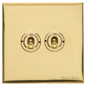Windsor Range Polished Brass Switches & Sockets, WN1 - 2 Gang Toggle Switch by Heritage Brass By M-Marcus