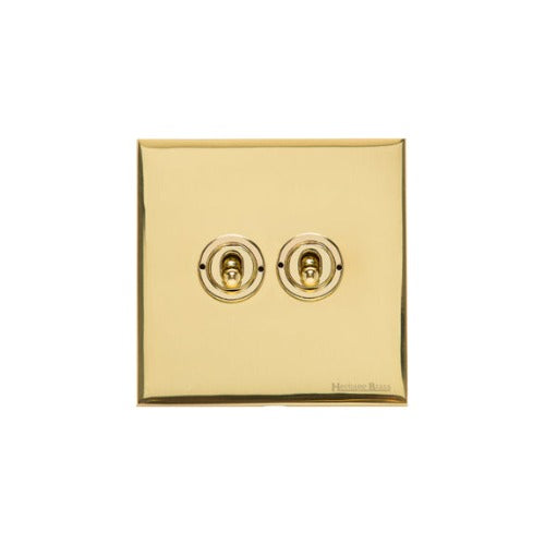 Windsor Range Polished Brass Switches & Sockets, WN1 - 2 Gang Toggle Switch by Heritage Brass By M-Marcus