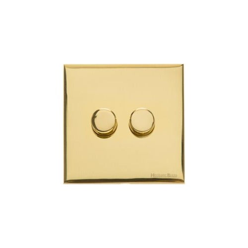 Windsor Range Polished Brass Switches & Sockets, WN1 - 2 Gang Dimmer 250 watts (Compatible with halogen/ incandescent bulbs) by Heritage Brass By M-Marcus