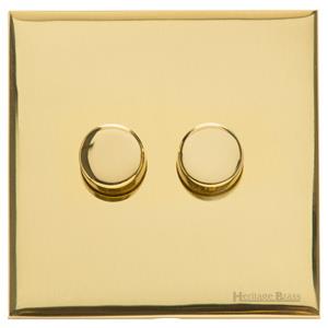 Windsor Range Polished Brass Switches & Sockets, WN1 - 2 Gang Dimmer 400 watts (Compatible with halogen/ incandescent bulbs) by Heritage Brass By M-Marcus