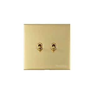 Windsor Range Polished Brass Switches & Sockets, WN1 - 2 Gang Stockholm Toggle by Heritage Brass By M-Marcus