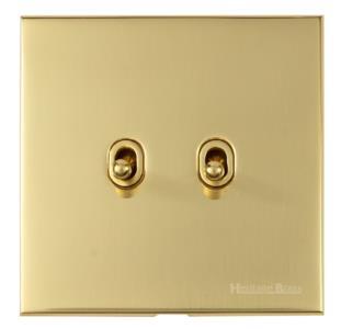 Windsor Range Polished Brass Switches & Sockets, WN1 - 2 Gang Stockholm Toggle by Heritage Brass By M-Marcus