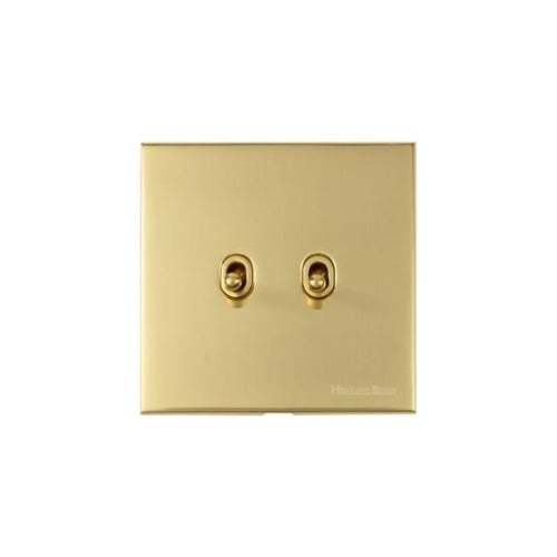 Windsor Range Polished Brass Switches & Sockets, WN1 - 2 Gang Stockholm Toggle by Heritage Brass By M-Marcus