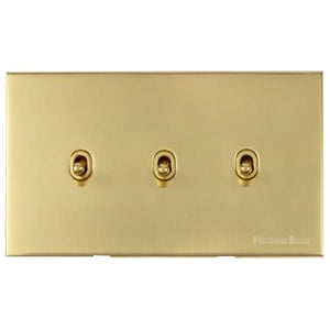 Windsor Range Polished Brass Switches & Sockets, WN1 - 3 Gang Stockholm Toggle by Heritage Brass By M-Marcus