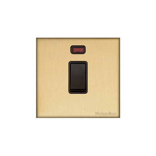 Windsor Range Satin Brass Switches & Sockets, WN44 - 20A Double Pole Switch with Neon by Heritage Brass By M-Marcus