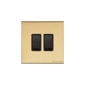 Windsor Range Satin Brass Switches & Sockets, WN44 - 2 Gang Rocker Switch by Heritage Brass By M-Marcus