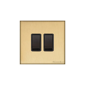 Windsor Range Matt Brass Switches & Sockets, WN40 - 2 Gang Rocker Switch by Heritage Brass By M-Marcus