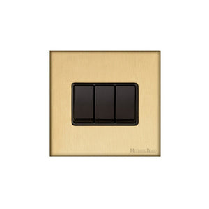 Windsor Range Matt Brass Switches & Sockets, WN40 - 3 Gang Rocker Switch by Heritage Brass By M-Marcus