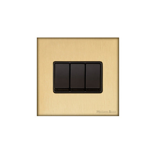 Windsor Range Matt Brass Switches & Sockets, WN40 - 3 Gang Rocker Switch by Heritage Brass By M-Marcus