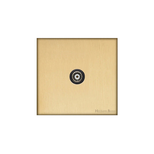 Windsor Range Satin Brass Switches & Sockets, WN44 - 1 Gang Non-Isolated TV Coaxial Socket by Heritage Brass By M-Marcus