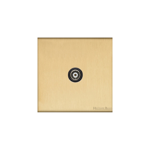 Windsor Range Satin Brass Switches & Sockets, WN44 - 1 Gang Isolated TV Coaxial Socket by Heritage Brass By M-Marcus