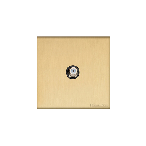 Windsor Range Satin Brass Switches & Sockets, WN44 - 1 Gang Satellite Socket by Heritage Brass By M-Marcus